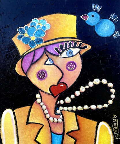 LA DAME AU CHAPEAU par Anne-Marie Torrisi, Peinture en vente sur Singulart