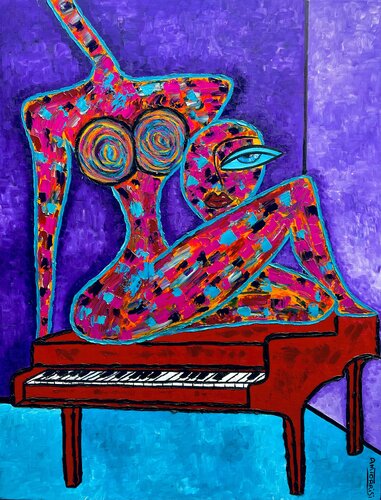 LA PAUSE MUSICALE von Anne-Marie Torrisi, Malerei kaufen auf Singulart