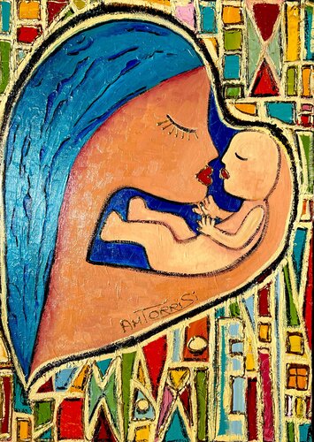 LA MATERNITÉ par Anne-Marie Torrisi, Peinture en vente sur Singulart