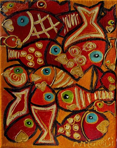 POISSONS ROUGE di Anne-Marie Torrisi, Pittura in vendita su Singulart