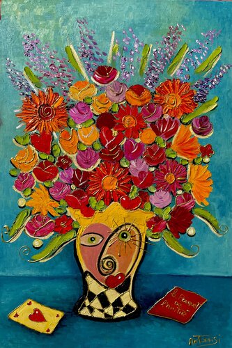 LE BOUQUET DU CŒUR par Anne-Marie Torrisi, Peinture en vente sur Singulart