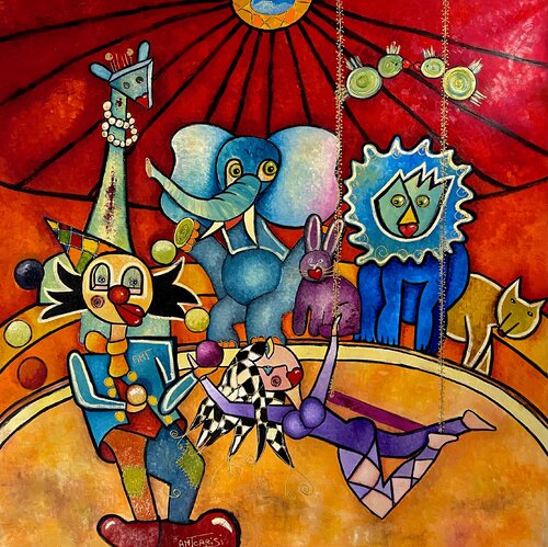 LES ANIMAUX AU CIRQUE di Anne-Marie Torrisi, Pittura in vendita su Singulart