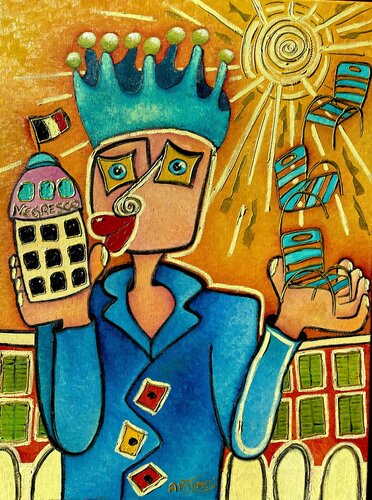 ROYALEMENT NIÇOIS  Le carnaval van Anne-Marie Torrisi, Schilderij te koop op Singulart