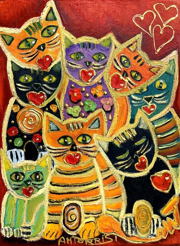 HISTOIRE DE CHATS di Anne-Marie Torrisi, Pittura in vendita su Singulart