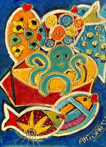 LA BONNE PÊCHE van Anne-Marie Torrisi, Schilderij te koop op Singulart