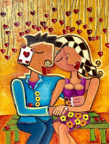 LE BANC DE L’AMOUR par Anne-Marie Torrisi, Peinture en vente sur Singulart