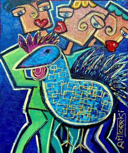 LES COQS par Anne-Marie Torrisi, Peinture en vente sur Singulart