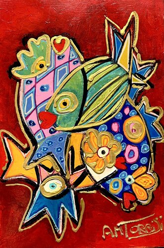 POISSON astrologie van Anne-Marie Torrisi, Schilderij te koop op Singulart