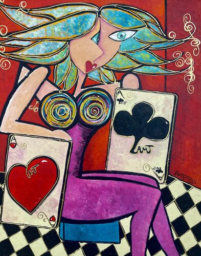 CARTES EN MAINS von Anne-Marie Torrisi, Malerei kaufen auf Singulart