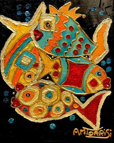 LA DANSE DES POISSONS par Anne-Marie Torrisi, Peinture en vente sur Singulart