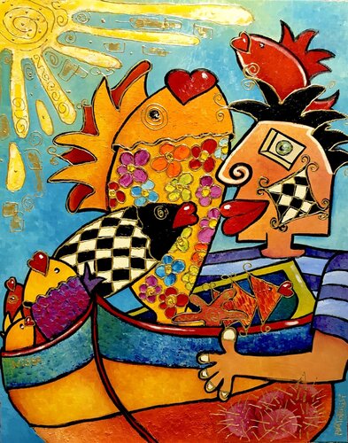 LES TRÉSORS DU PÊCHEUR di Anne-Marie Torrisi, Pittura in vendita su Singulart