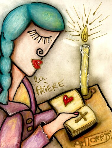 LA PRIÈRE par Anne-Marie Torrisi, Œuvre sur papier en vente sur Singulart