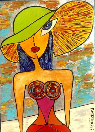 LA FEMME AU CHAPEAU di Anne-Marie Torrisi, Pittura in vendita su Singulart