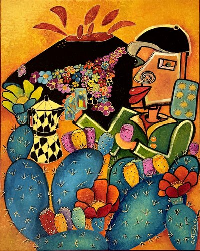 TRINACRIA LE VOLCAN par Anne-Marie Torrisi, Peinture en vente sur Singulart