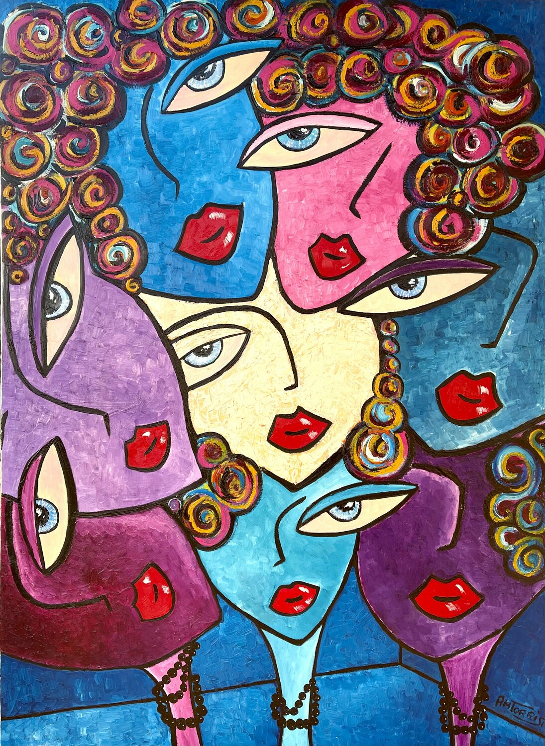 BOUQUET DE FEMMES Anne-Marie Torrisi Originalgemälde zu verkaufen
