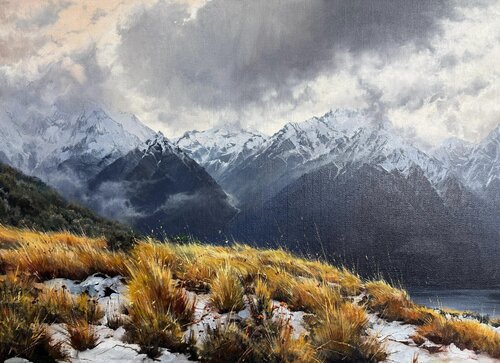 On Top of Mountains, Beneath the Clouds de Emil Kasymov, Pintura a la venta en Singulart