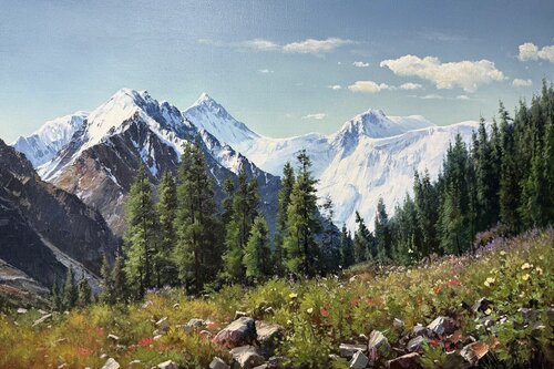 The Path Through Pines and Mountains de Emil Kasymov, Pintura a la venta en Singulart