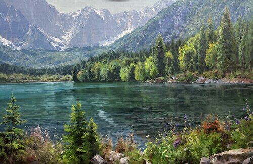 Lake of Emeralds de Emil Kasymov, Pintura a la venta en Singulart