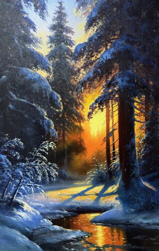 Golden Winter par Emil Kasymov, Peinture en vente sur Singulart