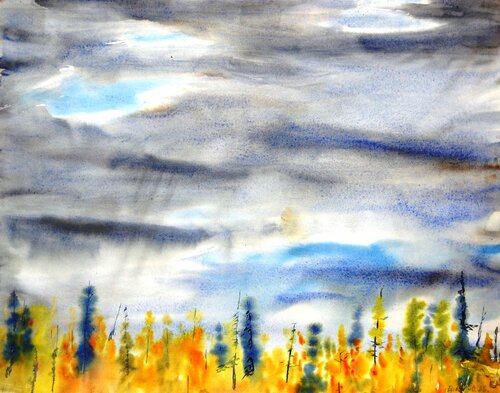 Autumn sky de Aleksandr Breskin, Obra en papel a la venta en Singulart