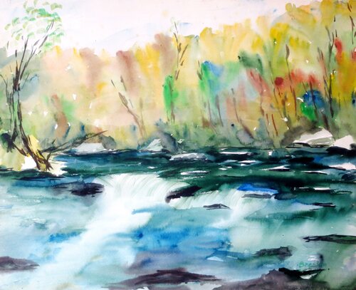 Горная река di Aleksandr Breskin, Pittura in vendita su Singulart