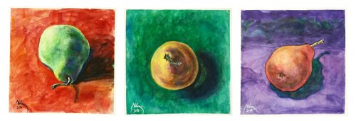 Pear Morning. Pear Day. Pear Evening. di Shlomit Aharonovitch, Pittura in vendita su Singulart