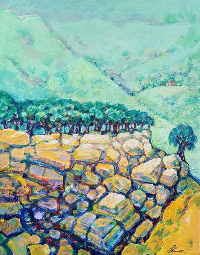 Springtime in the Neighborhoods of Jerusalem di Shlomit Aharonovitch, Pittura in vendita su Singulart