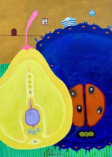 Cactus of the High Seas with His Life Partner di Shlomit Aharonovitch, Pittura in vendita su Singulart