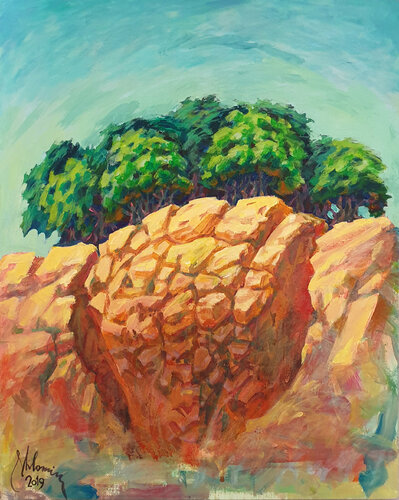 Olive Trees on Rocks van Shlomit Aharonovitch, Schilderij te koop op Singulart