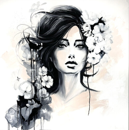 Portrait of a girl with flowers von Elena Ivaniuk, Malerei kaufen auf Singulart