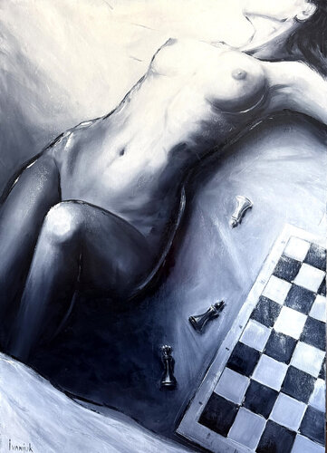 Chess in Bed || by Elena Ivaniuk, Painting for Sale on Singulart