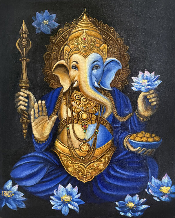 Ganesha with Blue Lotos Elena Ivaniuk