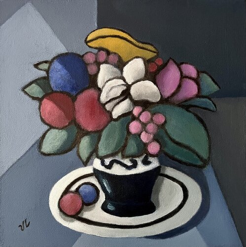 Still life with flowers and blue vase Victoria Lakes