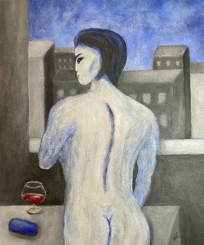Modern Blue Nude von Victoria Lakes, Malerei kaufen auf Singulart