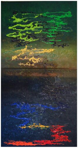 Atomic letter in the sky (diptych) von Arribas - Forcada, Malerei kaufen auf Singulart