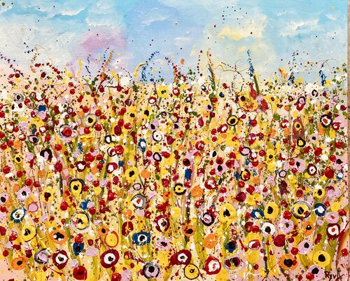 Inspiré de Claude Monet, Les fleurs champêtres van Mr Mindwash, Schilderij te koop op Singulart
