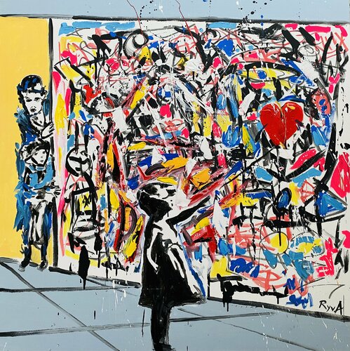 BANKSY , CHARLOT , RyvA dans le tableau… van Mr Mindwash, Schilderij te koop op Singulart