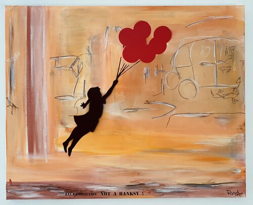 RyvA - Collection : NOT A BANKSY ! - Les ballons rouges van Mr Mindwash, Schilderij te koop op Singulart