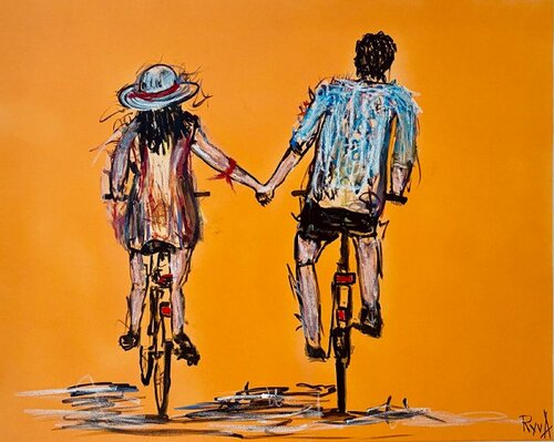 La balade en vélos van Mr Mindwash, Schilderij te koop op Singulart