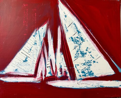 VOILE ROUGE SAINT TROPEZ van Mr Mindwash, Schilderij te koop op Singulart