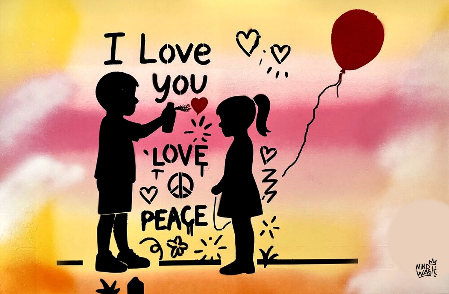 ❖ Digigraphie ❖ « I LOVE YOU ! » Mr Mindwash Œuvre sur papier à vendre