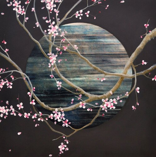 "L'Astre et le Sakura" di Sophie Duplain, Pittura in vendita su Singulart