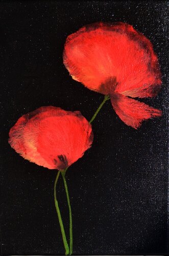 "Poppy in Chiaroscuro 4" di Sophie Duplain, Pittura in vendita su Singulart