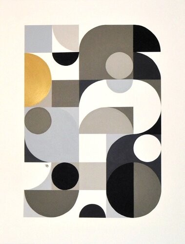 P.G. GRAVELE （金箔押し)抽象絵画❗最終値下げ中 油彩画額／金箔にコーナー模様箔仕上げ | PAF SELECTS