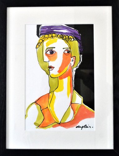 "Femme au Turban Violet" van Sophie Duplain, Werk op papier te koop op Singulart
