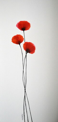 "Trois p'tits Coquelicots 1" van Sophie Duplain, Schilderij te koop op Singulart