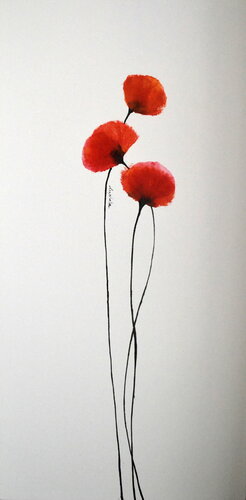 "Trois p'tits Coquelicots 2" van Sophie Duplain, Schilderij te koop op Singulart