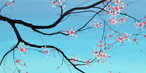 "Sakura Blue Sky" van Sophie Duplain, Schilderij te koop op Singulart