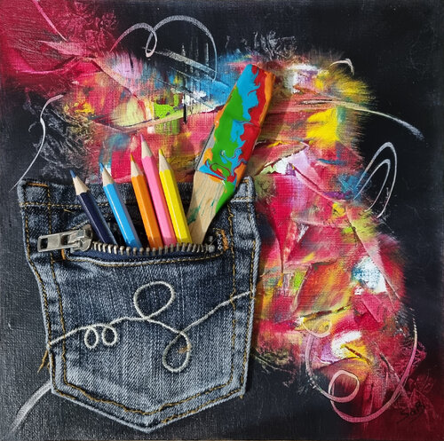 L'instant coloré van Sabrina VIOLA, Schilderij te koop op Singulart
