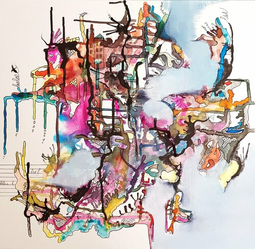 La haut sur la colline van Sabrina VIOLA, Schilderij te koop op Singulart